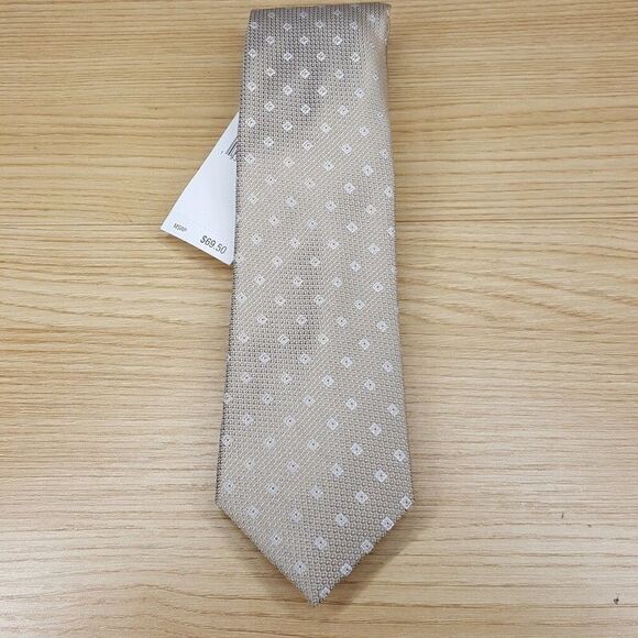 Calvin Klein Other - CALVIN KLEIN Mens Neck Tie Tan Micro Diamond Neat Silk Blend Classic Pointed
